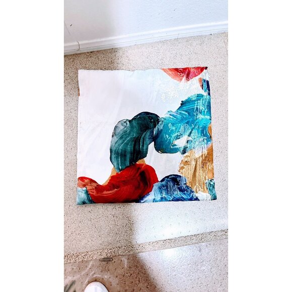 West Elm Set Of 2 Pillow Covers Shams Abstract Watercolor Silver Metallic  NWT - Picture 2 of 11